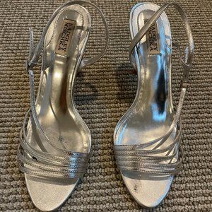 Badgley Mischka Silver Strappy Heels